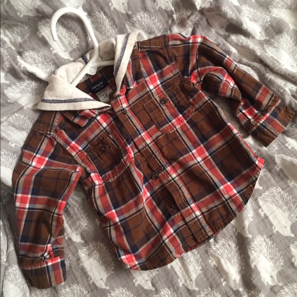 Toddler boy button up hooded shirt